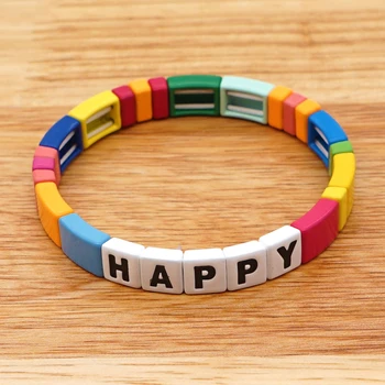 Shinus Rainbow Bracelet Women HAPPY Letter Femme Enamel Tile Pulseras Mujer 2020 New Multicolor Bracelets Summer Beach Jewelry
Shinus Rainbow Bracelet Women HAPPY Letter Femme Enamel Tile Pulseras Mujer 2020 New Multicolor Bracelets Summer Beach Jewelry
