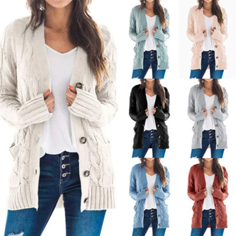 Autumn And Winter Casual Long-Sleeved Button Sweater Cardigan Jacket Women Loose Thick Wool Twisted Knit Sweater Jacket
Autumn And Winter Casual Long-Sleeved Button Sweater Cardigan Jacket Women Loose Thick Wool Twisted Knit Sweater Jacket