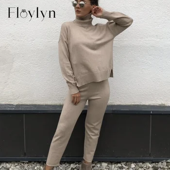 FLOYlYN Casual Sweater Pants Knitted 2 Pieces Set Turtleneck Pullovers & Elastic Waist Pants Women Sweater Sets 
FLOYlYN Casual Sweater Pants Knitted 2 Pieces Set Turtleneck Pullovers & Elastic Waist Pants Women Sweater Sets