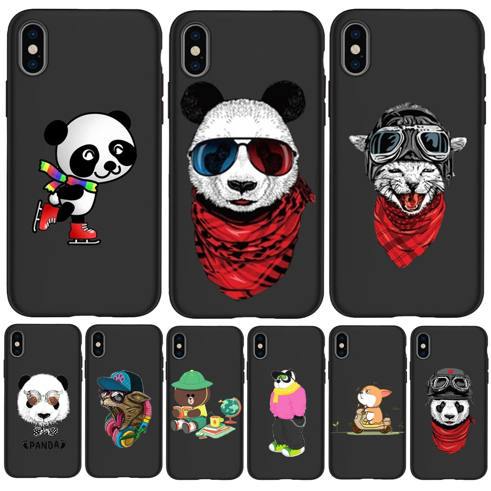 

Panda kitten Spider-Man for iPhone 11 Pro Cover Xr Xs Max X 6 6S Plus 5 5S SE TPU For iphone 7plus phone case Black Silicone