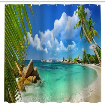 Tropical Beach Decor Shower Curtain Fabric,Hawaiian Palm Tree Ocean Coastal Beach Seaside Scenic Art Print Bathroom
Tropical Beach Decor Shower Curtain Fabric,Hawaiian Palm Tree Ocean Coastal Beach Seaside Scenic Art Print Bathroom
