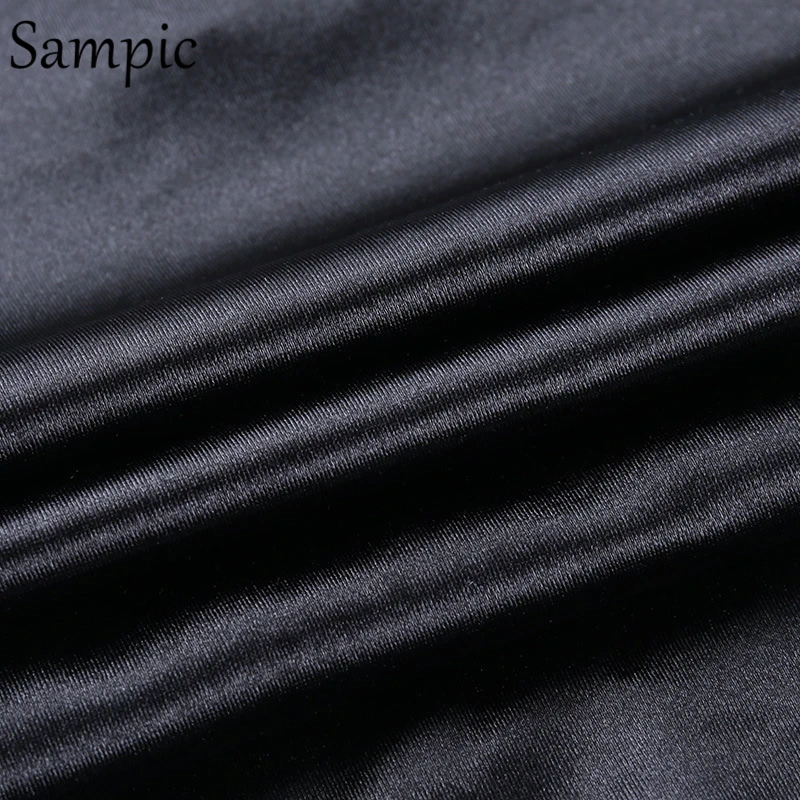 Sampic Women Sexy Casual Stain Turtleneck Long Puff Sleeve Bodysuit Tops Black Ribbed Female Fashion Party Short Romper Bodysuit