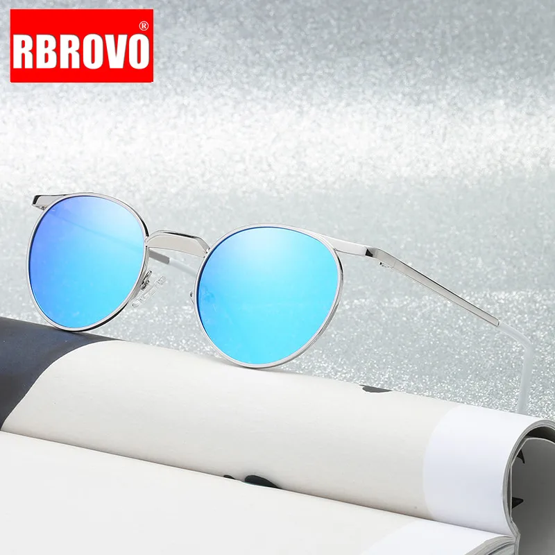 RBROVO 2020 панк поляризованные зеркальные солнцезащитные очки мужские круглые для