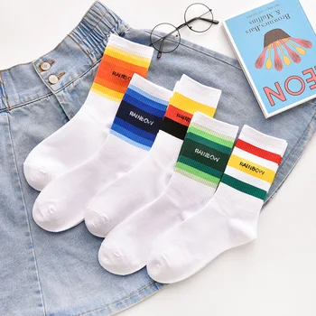 5 Pairs 1 Lot Women Long Socks Rainbow Streetwear Striped Sock Christmas Gift for girls Socks Set Calcetines Sokken Black White
5 Pairs 1 Lot Women Long Socks Rainbow Streetwear Striped Sock Christmas Gift for girls Socks Set Calcetines Sokken Black White