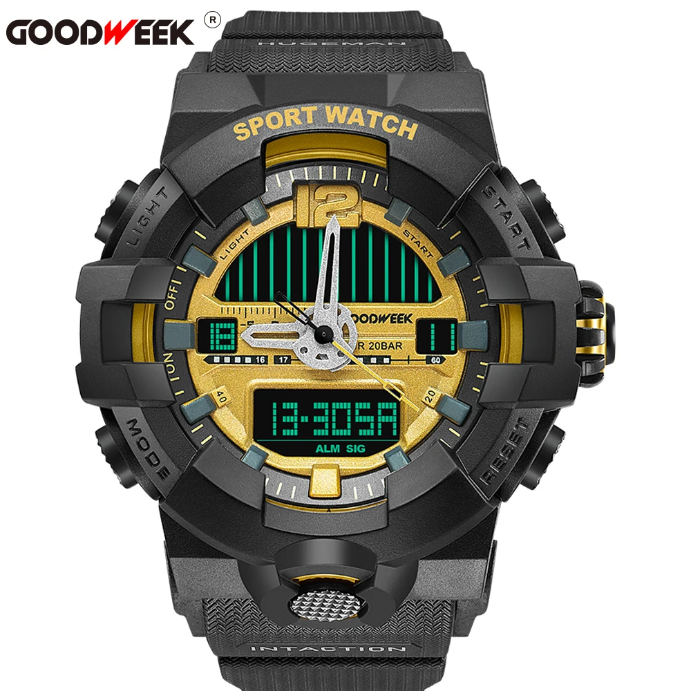 GOODWEEK Military Sport Watch Men Digital Waterproof S Shock Quartz Watches Chronograph Dual Display Wrist Watches Reloj Hombre 
GOODWEEK Military Sport Watch Men Digital Waterproof S Shock Quartz Watches Chronograph Dual Display Wrist Watches Reloj Hombre