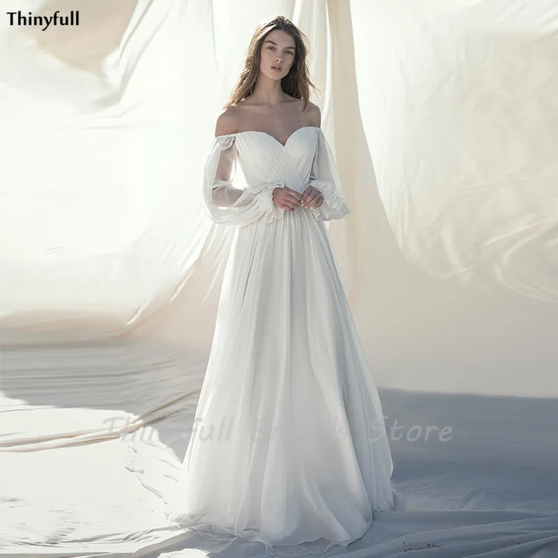 Thinyfull 2021 New Chiffon Off Shoulder Wedding Dresses With Puffy Sleeves Beach Boho Bridal Gowns Simple Country Bride Dress
Thinyfull 2021 New Chiffon Off Shoulder Wedding Dresses With Puffy Sleeves Beach Boho Bridal Gowns Simple Country Bride Dress