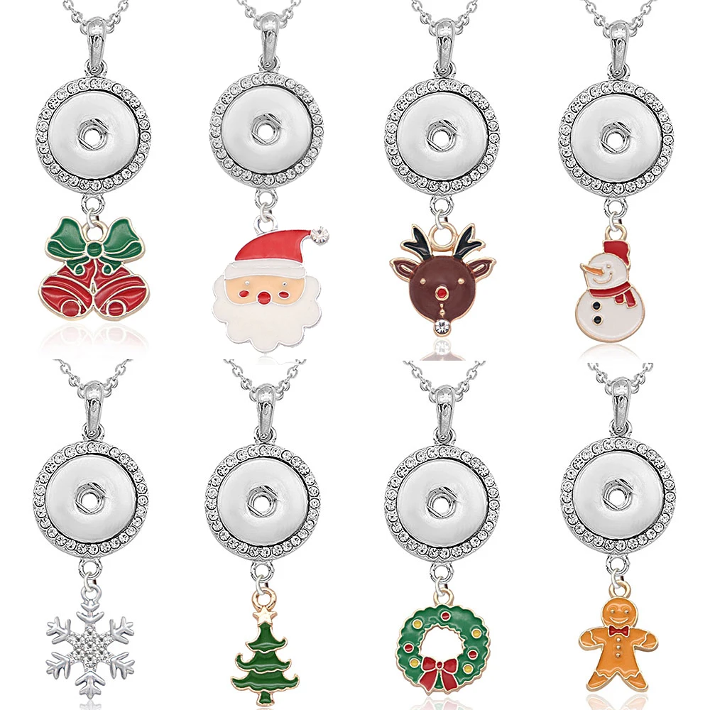 Фото Рождественский Снеговик Санта Клаус Олень елка 18 мм кнопки ювелирные изделия DIY