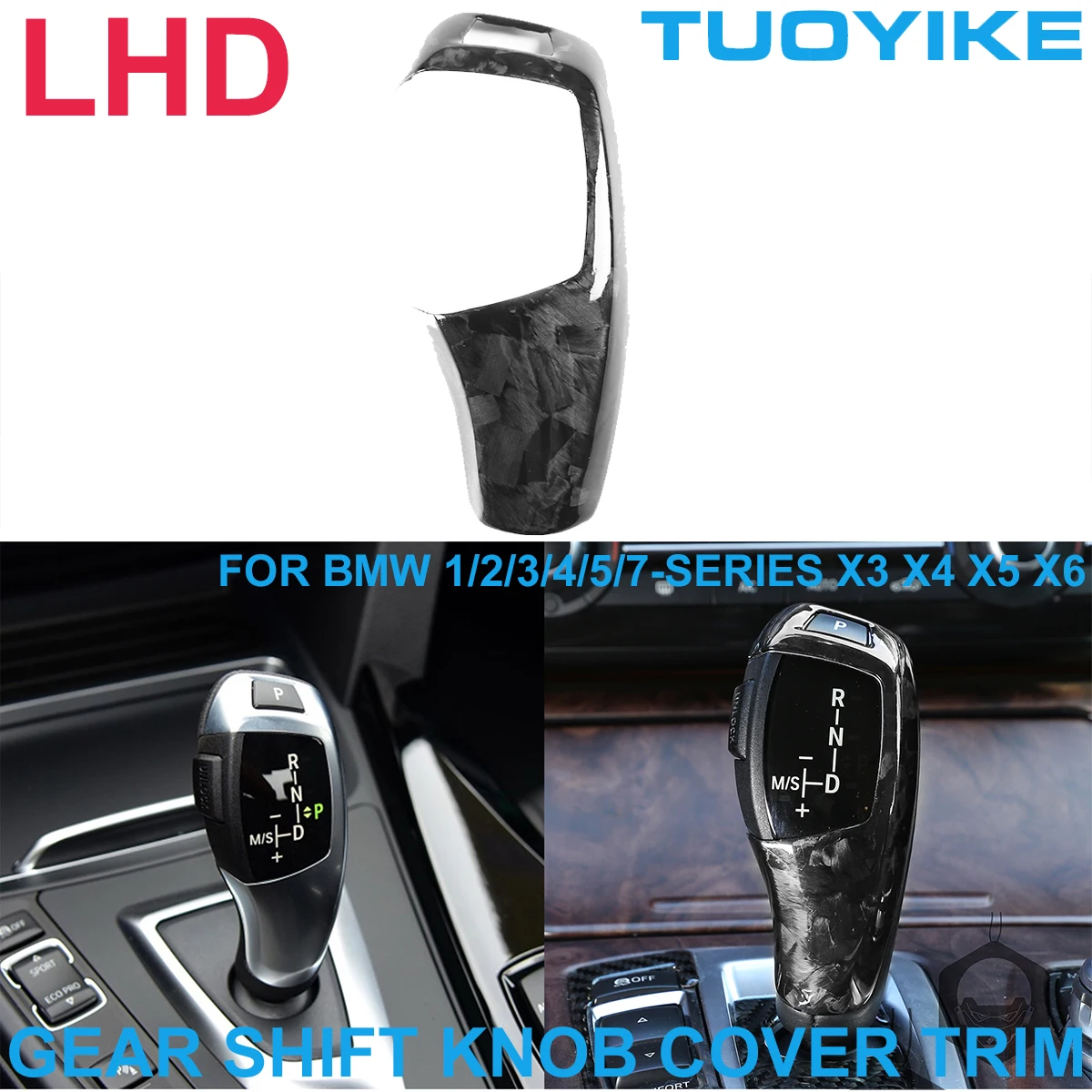 

LHD Car Forged Carbon Fiber Gear Shift Knob Cover For BMW F20 F22 F30 F32 F34 F36 F10 F07 F01 F02 X3 X4 X5 X6 F25 F26 F15 F16