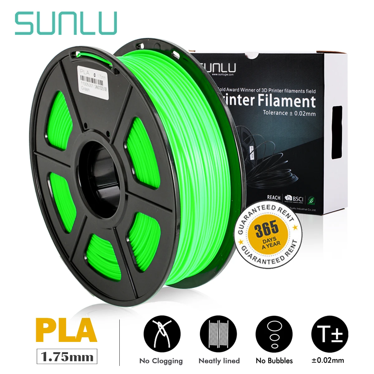 SUNLU PLA 3D Printer Filament 1.75mm 1KG/2.2lb Spool PLA Printer Filament 3D printing material 100% no bubble
SUNLU PLA 3D Printer Filament 1.75mm 1KG/2.2lb Spool PLA Printer Filament 3D printing material 100% no bubble