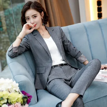 2 Pieces Set Grey Plaid Formal Pant Suits Office Lady Business Suit Set Slim Fit Work Women Blazer Jacket Pant Suits
2 Pieces Set Grey Plaid Formal Pant Suits Office Lady Business Suit Set Slim Fit Work Women Blazer Jacket Pant Suits