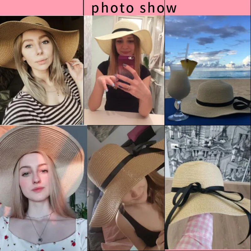 2019 Summer Wide Brim Straw Hats Big Sun Hats For Women UV Protection Floppy Beach Hats Ladies Bow Straw Hats Outdoor Travel 2019 Summer Wide Brim Straw Hats Big Sun Hats For Women UV Protection Floppy Beach Hats Ladies Bow Straw Hats Outdoor Travel