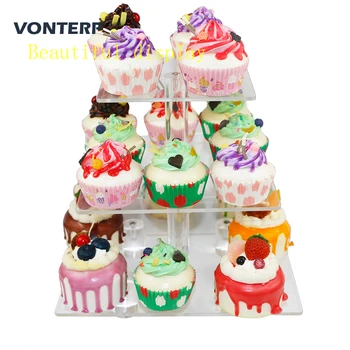 VONTERP square transparent 3 Tier Acrylic Cupcake Display Stand acrylic cake holder with base 3 Tier square(4" between 2 layers)
VONTERP square transparent 3 Tier Acrylic Cupcake Display Stand acrylic cake holder with base 3 Tier square(4" between 2 layers)
