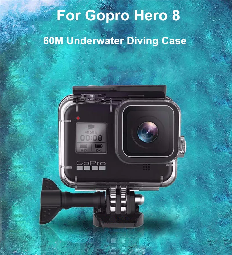 60m Underwater Diving Waterproof Case For Gopro Hero 8 Protection Housing Cover With Floating Hand Grip | Электроника