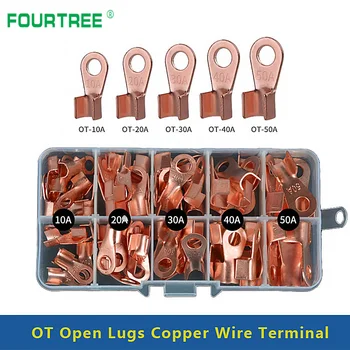 80pcs OT 10A 20A 30A 40A 50A Copper Cable Connector Terminal Open Lugs Wire Splice Nacked Connection Boxed
80pcs OT 10A 20A 30A 40A 50A Copper Cable Connector Terminal Open Lugs Wire Splice Nacked Connection Boxed
