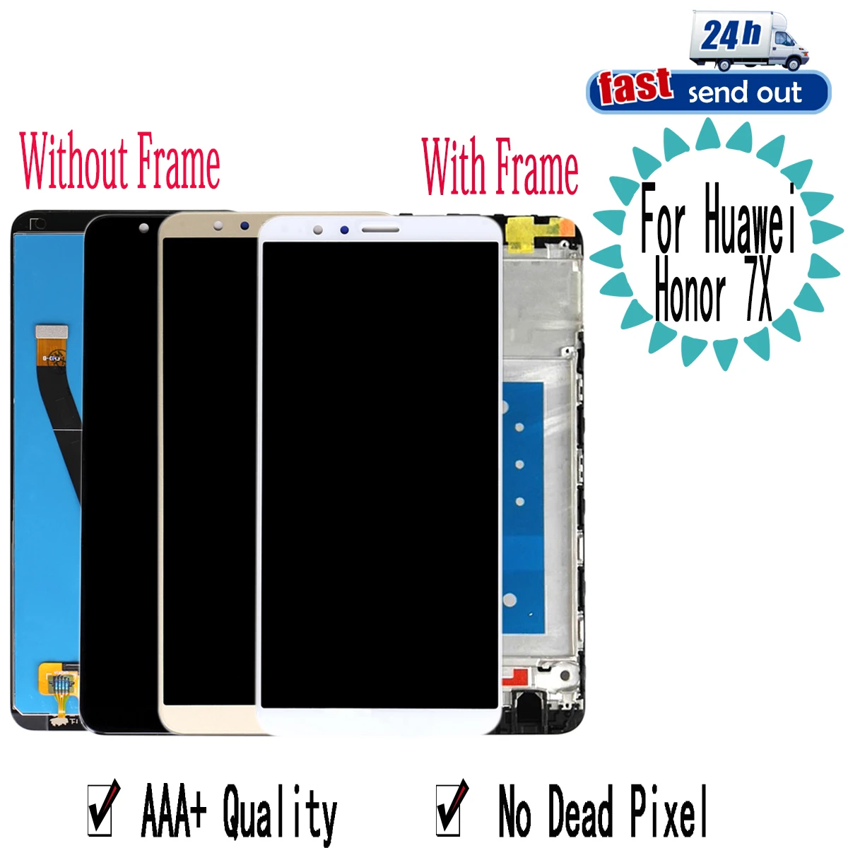 

5.93" LCD For Huawei Honor 7X LCD Display Touch Screen Digitizer Assembly Replacement with Frame BND-TL10 AL10 L21 L22 L24