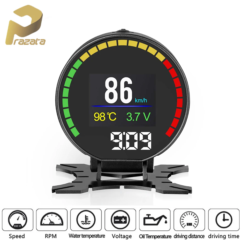 Prazata Hud OBD2 Car Head Up Display emoji car display Speedometer Turbo Boost Pressure Meter Alarm Oil Water Temp Gauge P15
Prazata Hud OBD2 Car Head Up Display emoji car display Speedometer Turbo Boost Pressure Meter Alarm Oil Water Temp Gauge P15