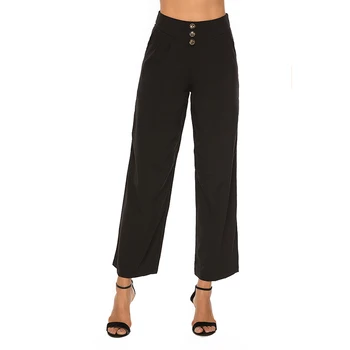 Plus Size Sexy Womens Wide Leg Flared Ladies Casual High Waist Button Pockets Solid Stretch Trousers 2019 
Plus Size Sexy Womens Wide Leg Flared Ladies Casual High Waist Button Pockets Solid Stretch Trousers 2019
