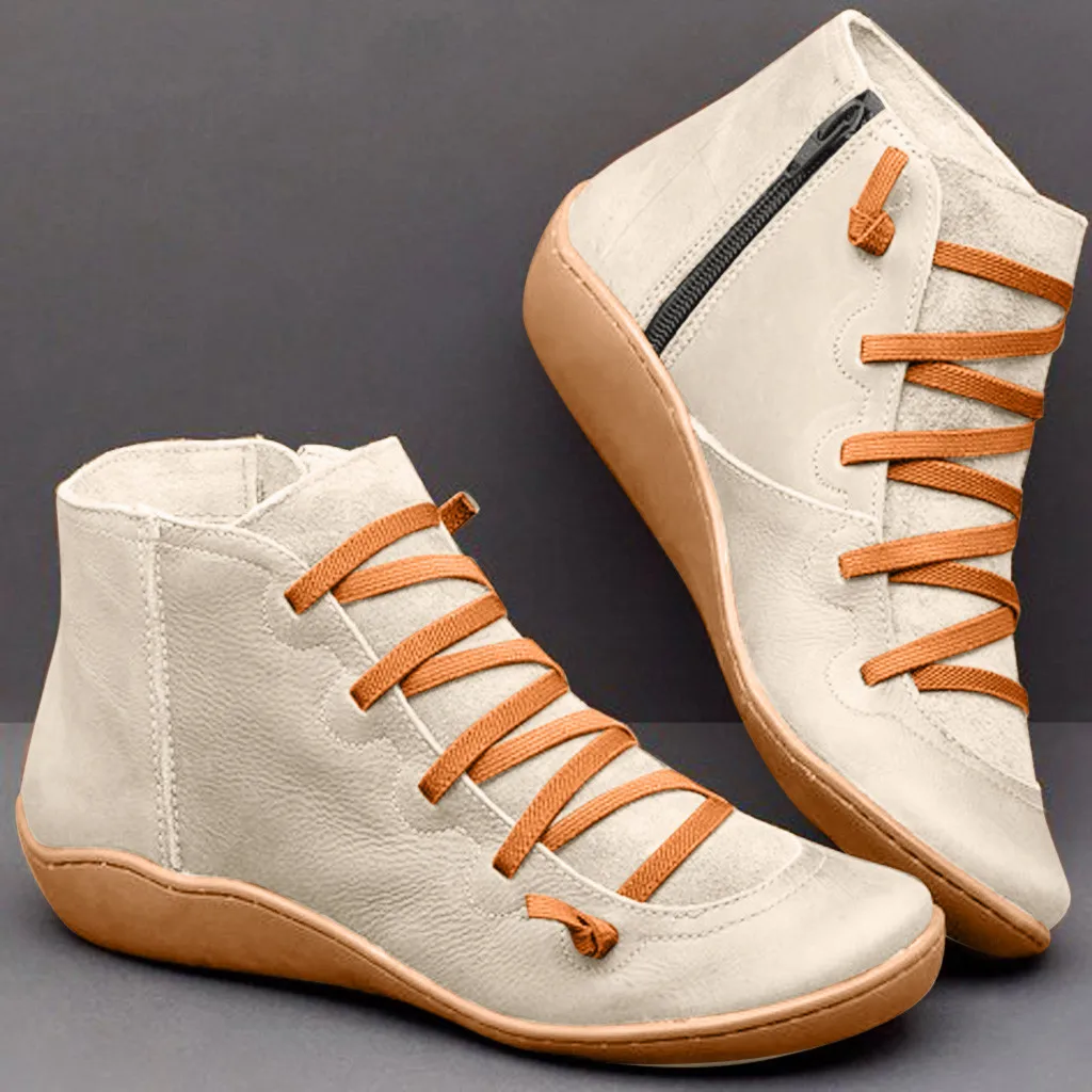 2020 Spring Winter New Women's Casual Flat Leather Retro Lace-up Boots Side Zipper Round Toe Shoe Boots ankle boots women #O17 
2020 Spring Winter New Women's Casual Flat Leather Retro Lace-up Boots Side Zipper Round Toe Shoe Boots ankle boots women #O17