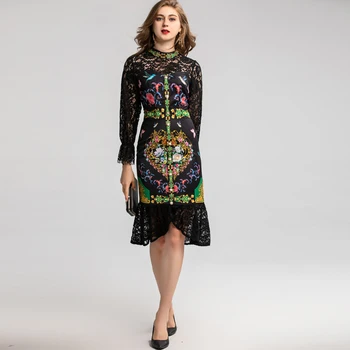 Xiaomoli Beaded lace patchwork fishtail with waistband and slim fit trumpet sleeve fashionable dress in autumn 2019
Xiaomoli Beaded lace patchwork fishtail with waistband and slim fit trumpet sleeve fashionable dress in autumn 2019