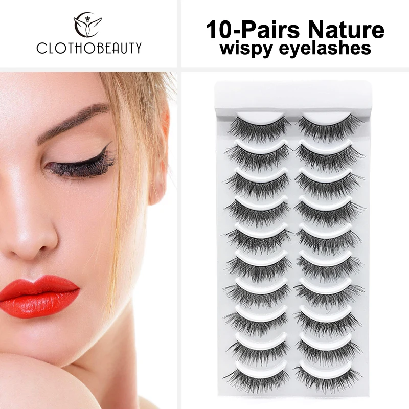 CLOTHOBEAUTY False Eyelashes 10 Pairs Wispies Soft Band Handmade Natural Long Thick Reusable Fake Eyelashes Extension for Makeup
CLOTHOBEAUTY False Eyelashes 10 Pairs Wispies Soft Band Handmade Natural Long Thick Reusable Fake Eyelashes Extension for Makeup