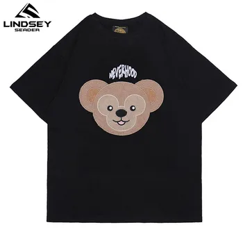 LINDSEY SEADER Men Flocking Bear Head Embroidery Printed T Shirts Harajuku Streetwear Tshirt Summer Short Sleeve Cotton T-Shirt
LINDSEY SEADER Men Flocking Bear Head Embroidery Printed T Shirts Harajuku Streetwear Tshirt Summer Short Sleeve Cotton T-Shirt