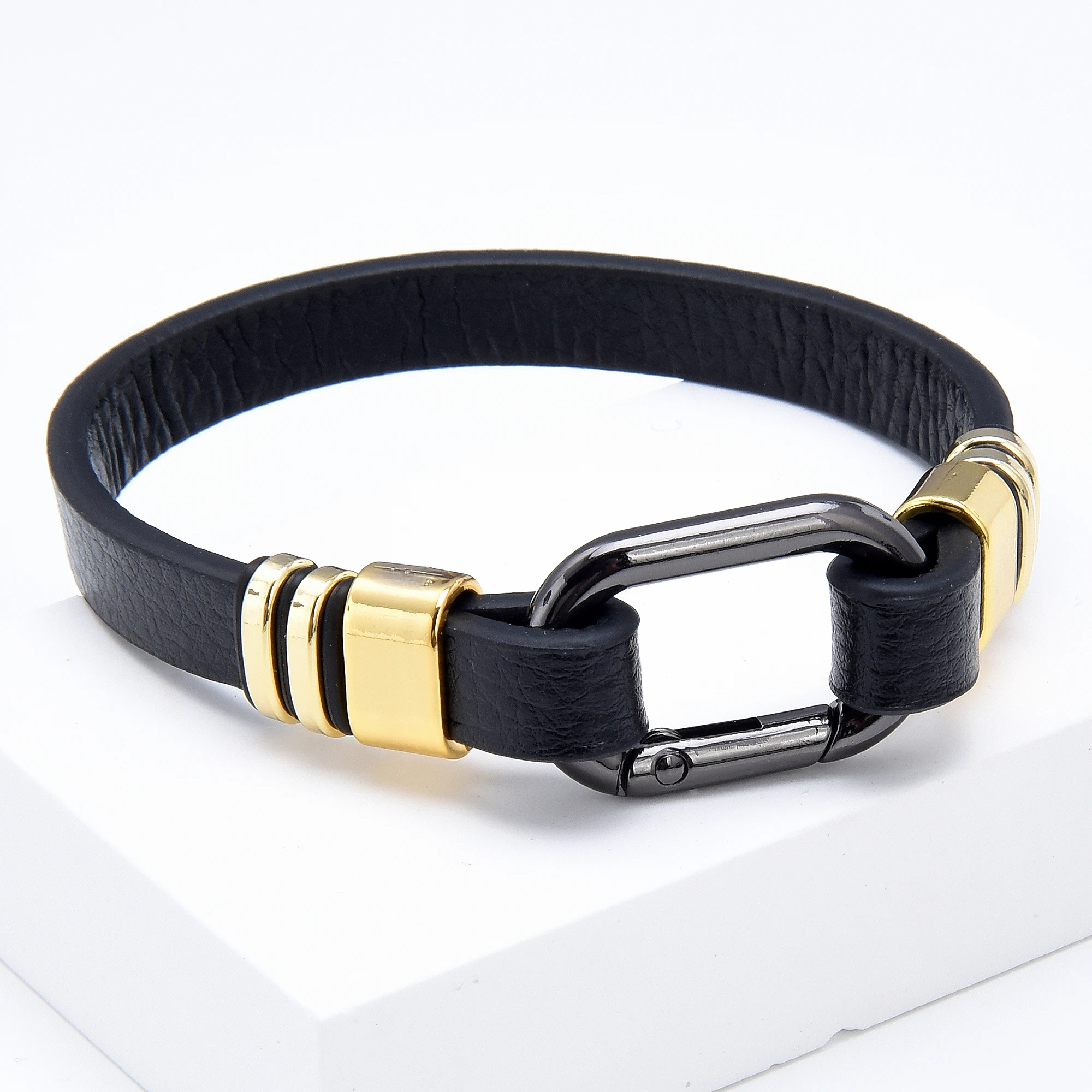 Black Genuine Leather Bracelets Geometric Metal Spring Buckle Charm Women Bangles Zinc Alloy Fashion Jewelry Accessories
Black Genuine Leather Bracelets Geometric Metal Spring Buckle Charm Women Bangles Zinc Alloy Fashion Jewelry Accessories