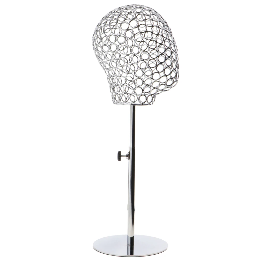Adjustable Height Metal Mannequin Head Hat Caps Stand Display Rack Hair Wigs Holder Silver Adjustable Height Metal Mannequin Head Hat Caps Stand Display Rack Hair Wigs Holder Silver
