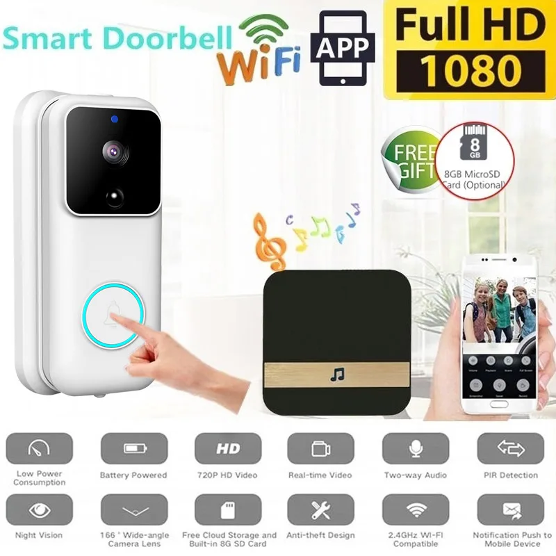Universal Black Wifi Doorbell Chime Visual Doorbell Chime Door Hardware Office Voice Tips House Waterproof 433.0MHz Market
Universal Black Wifi Doorbell Chime Visual Doorbell Chime Door Hardware Office Voice Tips House Waterproof 433.0MHz Market