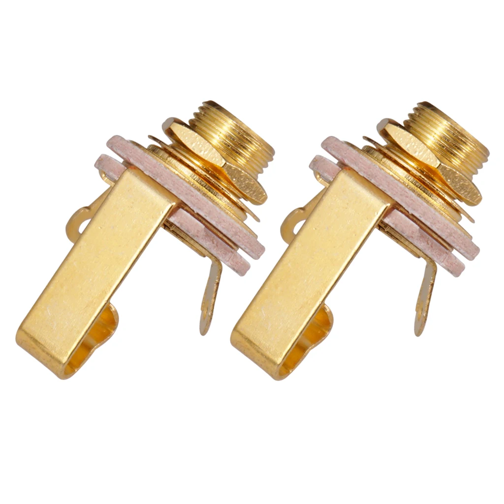 2Pcs Brass 1/4'' Jack Mono Plug Socket for Electric Guitar Bass Instrument Accs 2Pcs Brass 1/4'' Jack Mono Plug Socket for Electric Guitar Bass Instrument Accs