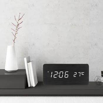 Wooden LED Desktop Clock Alarm Clock with Old Style Temperature Sound Control Calendar LED Electronic Digital Table Clock Wood
Wooden LED Desktop Clock Alarm Clock with Old Style Temperature Sound Control Calendar LED Electronic Digital Table Clock Wood