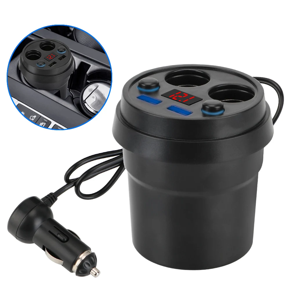 

Car Charger DC 5V 3.1A Cigarette Lighter Splitter Mobile Phone Chargers 2 USB Cup Power Socket Adapter With Voltage LED Display