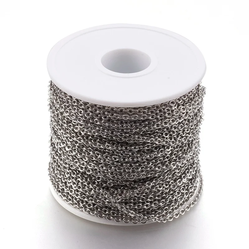 316 Stainless Steel Cross Chains, Rolo Chains, Stainless Steel Color, 3x2x0.6mm; 50m/roll
316 Stainless Steel Cross Chains, Rolo Chains, Stainless Steel Color, 3x2x0.6mm; 50m/roll