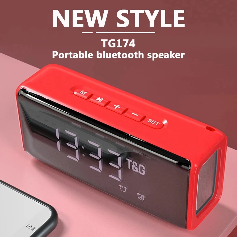 New TG174 alarm clock function wireless Bluetooth 5.0 portable speaker desktop subwoofer music clock player center FM
New TG174 alarm clock function wireless Bluetooth 5.0 portable speaker desktop subwoofer music clock player center FM