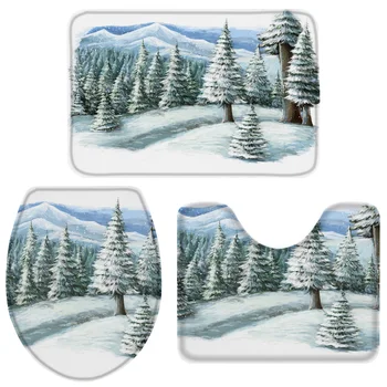 Christmas Tree Winter Snow White Snow Azure Bath Set Toilet Cover Mat Pedestal Rug Non-Slip Bathroom Rug Set 
Christmas Tree Winter Snow White Snow Azure Bath Set Toilet Cover Mat Pedestal Rug Non-Slip Bathroom Rug Set