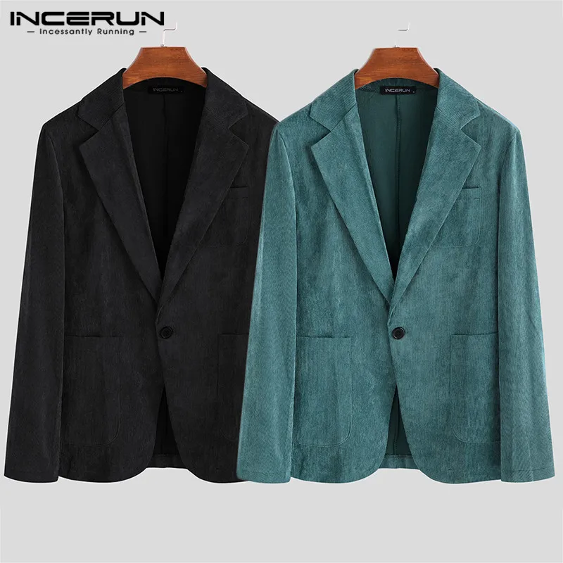 INCERUN Men Long Sleeve Lapel Neck Autumn Solid Color Big Pockets British's Style Elegant Coats Velvets Blazer Masculino 2019 
INCERUN Men Long Sleeve Lapel Neck Autumn Solid Color Big Pockets British's Style Elegant Coats Velvets Blazer Masculino 2019