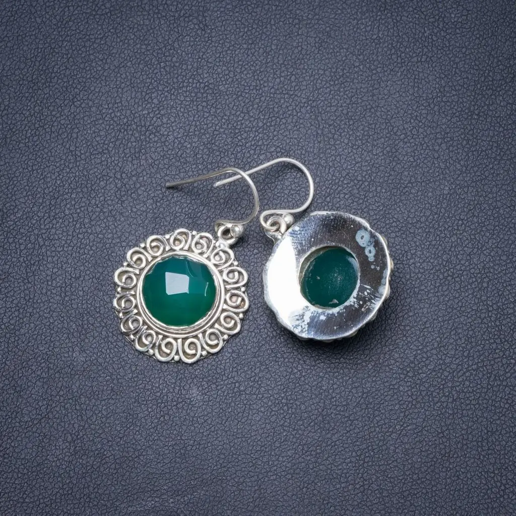 Natural Chrysoprase Handmade Unique 925 Sterling Silver Earrings 1.25" Y1871
Natural Chrysoprase Handmade Unique 925 Sterling Silver Earrings 1.25" Y1871