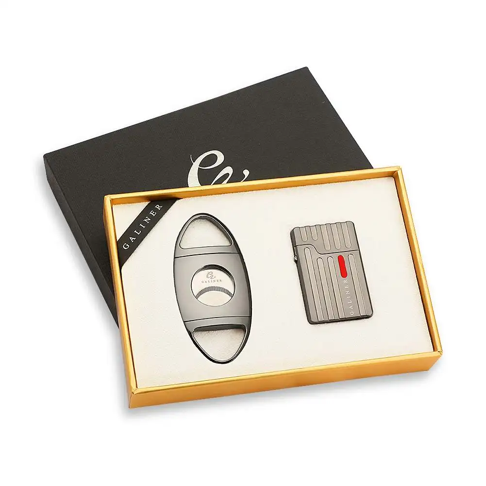 Galiner Classic Cigar Accessories Set Metal Butane Gas Lighter For Cigar Cutter Sharp Blade Guillontine Cigar Lighter W Punch 
Galiner Classic Cigar Accessories Set Metal Butane Gas Lighter For Cigar Cutter Sharp Blade Guillontine Cigar Lighter W Punch