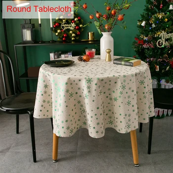 Easy Clean Christmas Round Tablecloth Home Decor Cotton Blend Holiday Kitchen Dustproof Party Reusable Bronzing Printed
Easy Clean Christmas Round Tablecloth Home Decor Cotton Blend Holiday Kitchen Dustproof Party Reusable Bronzing Printed