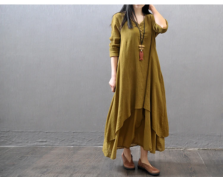 Rusty Red Dress Women Robe Femme Long Dress Vestido De Festa Plus Size Vintage Dress Cotton and Linen Dresses for Women Clothing Rusty Red Dress Women Robe Femme Long Dress Vestido De Festa Plus Size Vintage Dress Cotton and Linen Dresses for Women Clothing