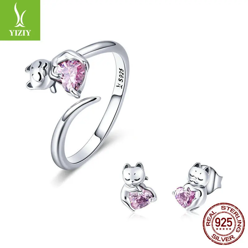 Silver zi yun New Style S925 Fine Silver Jewelry Korean-style Fashion Adorkable Cat Ornament Ear Stud Ring Ornament Set
Silver zi yun New Style S925 Fine Silver Jewelry Korean-style Fashion Adorkable Cat Ornament Ear Stud Ring Ornament Set