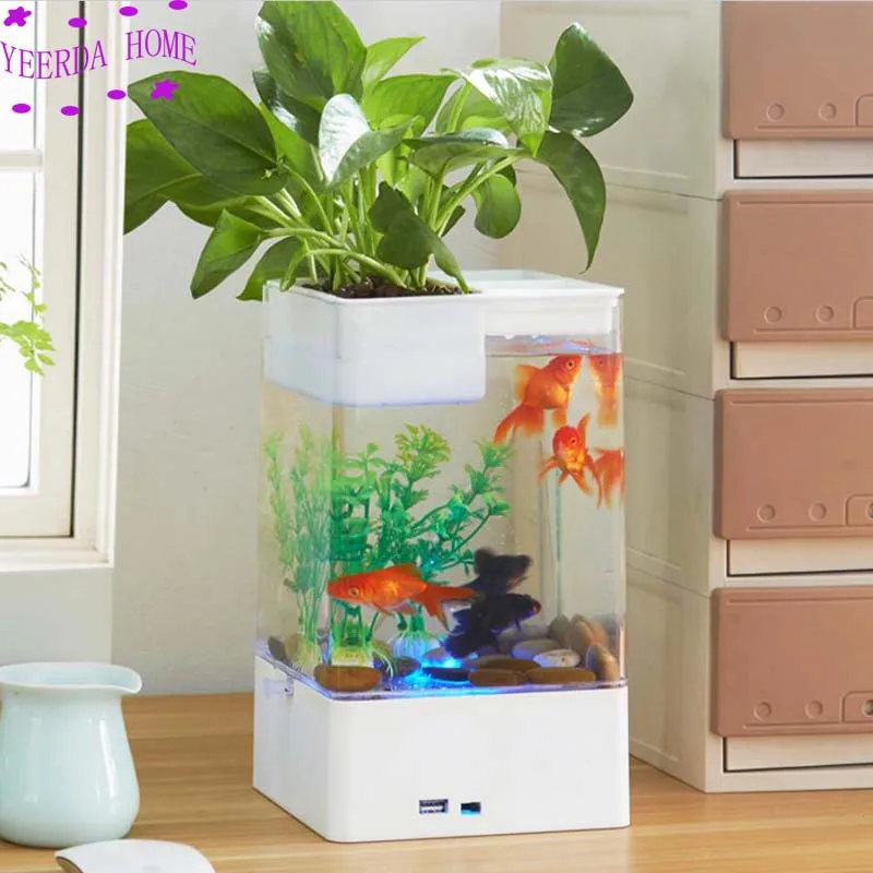 multicolour Fish tank with LED light + USB Mini Small acrylic plastic Aquarium Office desk transparent Fish bowl Originality
multicolour Fish tank with LED light + USB Mini Small acrylic plastic Aquarium Office desk transparent Fish bowl Originality