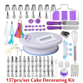 137pcs/ sets Cake Decorating turntable Decorating Baking Tool nozzle piping bag bakeware
137pcs/ sets Cake Decorating turntable Decorating Baking Tool nozzle piping bag bakeware