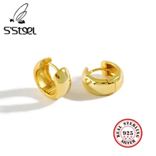 

S'STEEL Round Hoop Earrings For Women 925 Sterling Silver Hoops Earring Korean Simple Earings Pendientes De Mujer Plata Jewelry