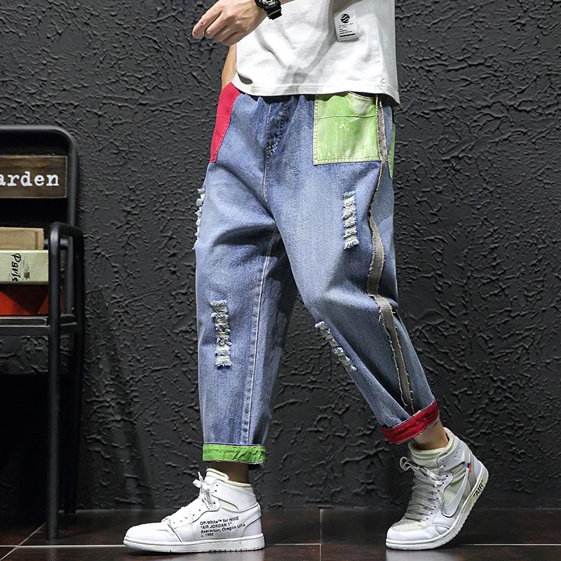 Summer Capri Thin with Holes Jeans Men Plus-sized Large Size Contrast Color Harem Pants Loose Straight Pants Fashion Men's Trous
Summer Capri Thin with Holes Jeans Men Plus-sized Large Size Contrast Color Harem Pants Loose Straight Pants Fashion Men's Trous