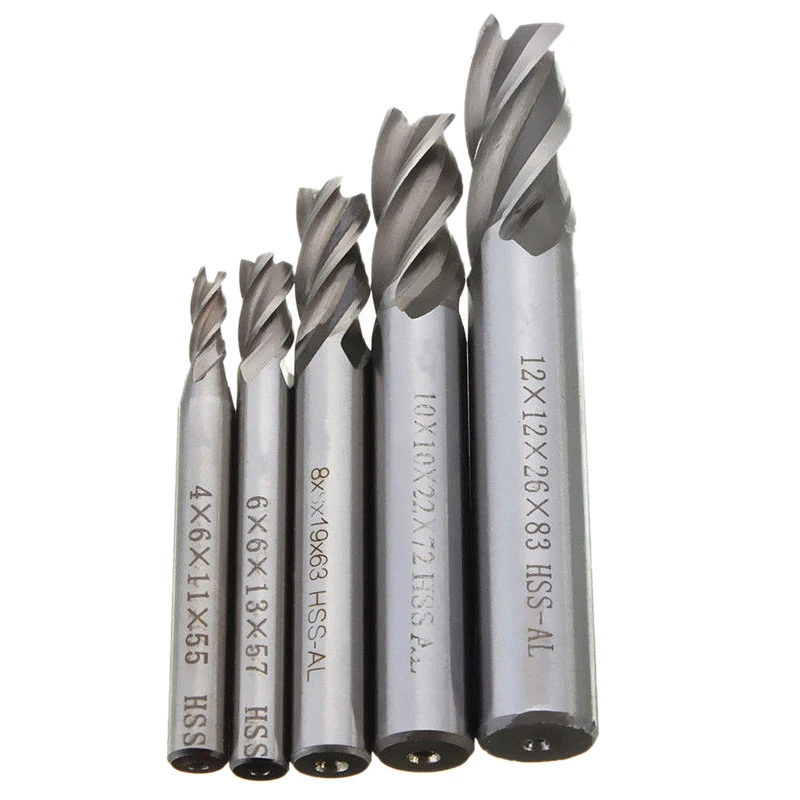 ELEG-5Pcs/Set Straight Shank End Mill Cutter 4 Flute Hss Drill Bit 4/6/8/10/12Mm For Cnc Milling Tool
ELEG-5Pcs/Set Straight Shank End Mill Cutter 4 Flute Hss Drill Bit 4/6/8/10/12Mm For Cnc Milling Tool