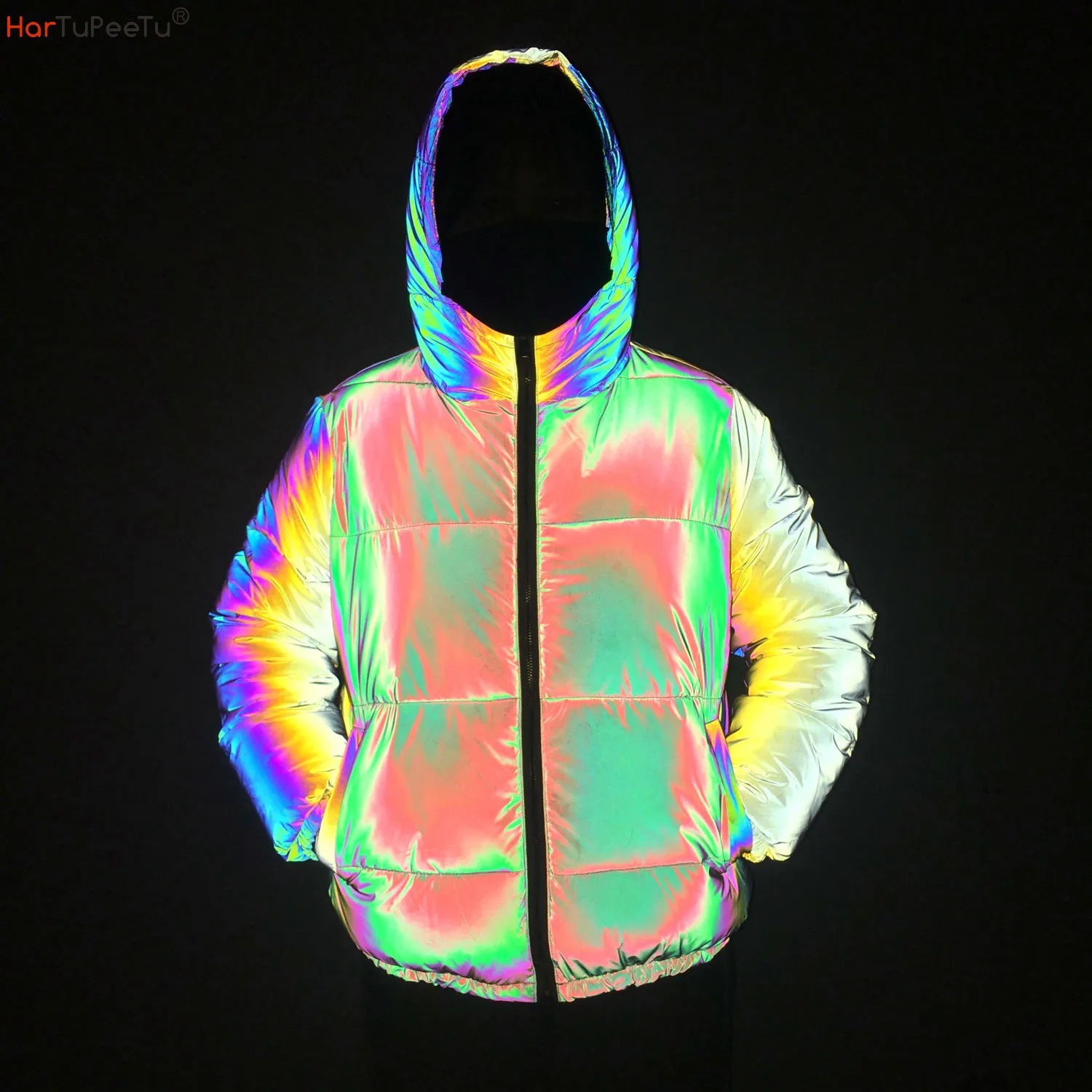 2022 Women Reflective Cotton Jacket Autumn Winter Rainbow Outwear Hip Hop Loose Zipper Hooded Pink Thin Coat Streetwear
2022 Women Reflective Cotton Jacket Autumn Winter Rainbow Outwear Hip Hop Loose Zipper Hooded Pink Thin Coat Streetwear