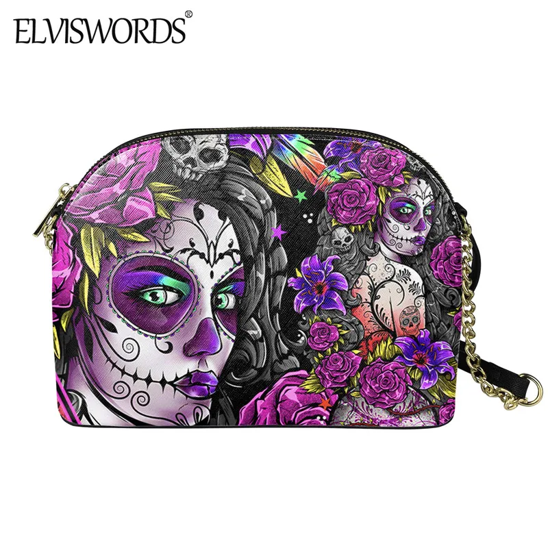 Ladies' Durable Leather Shell Package Gothic Skull Girls Print Casual Single Shoulder Bag Chains Decor The Day Of Dead Pouches
Ladies' Durable Leather Shell Package Gothic Skull Girls Print Casual Single Shoulder Bag Chains Decor The Day Of Dead Pouches