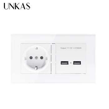 UNKAS Crystal Glass Panel Wall Socket EU Standard Power Outlet With Dual USB Smart Induction Charge Port For Mobile 2.1A
UNKAS Crystal Glass Panel Wall Socket EU Standard Power Outlet With Dual USB Smart Induction Charge Port For Mobile 2.1A