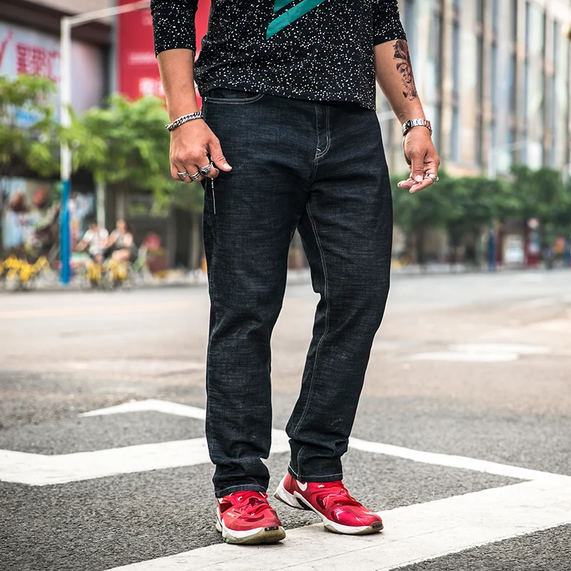Новые модные мешковатые мужские джинсы черного цвета в стиле хип-хоп свободные с