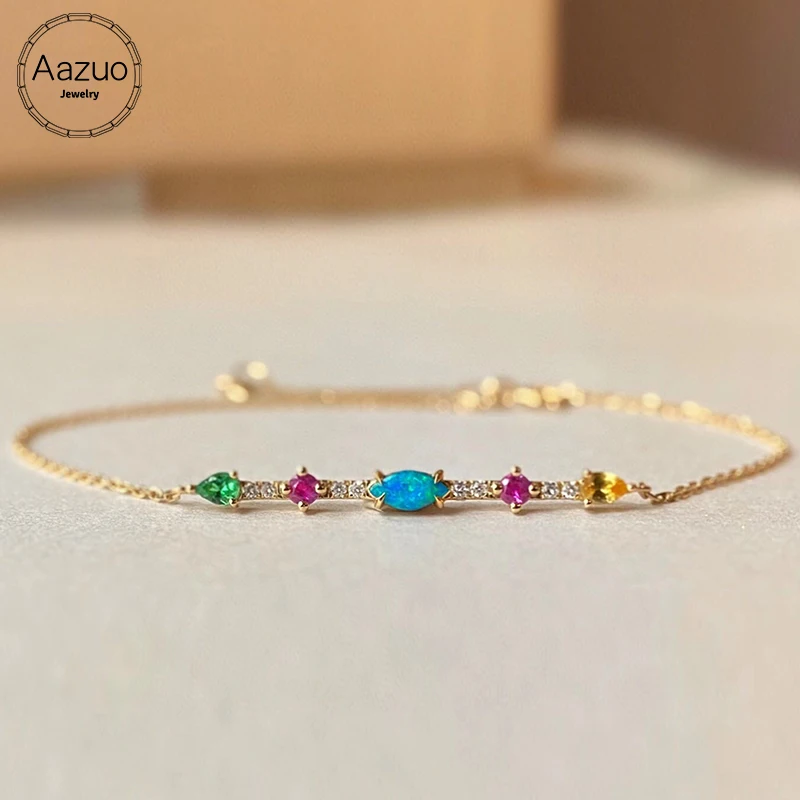 Aazuo Natural Blue Opal Saphire Real Diamonds 18K Yellow Gold Orignal Bracelet gifted for Women Valentine's Day Gift Au750
Aazuo Natural Blue Opal Saphire Real Diamonds 18K Yellow Gold Orignal Bracelet gifted for Women Valentine's Day Gift Au750